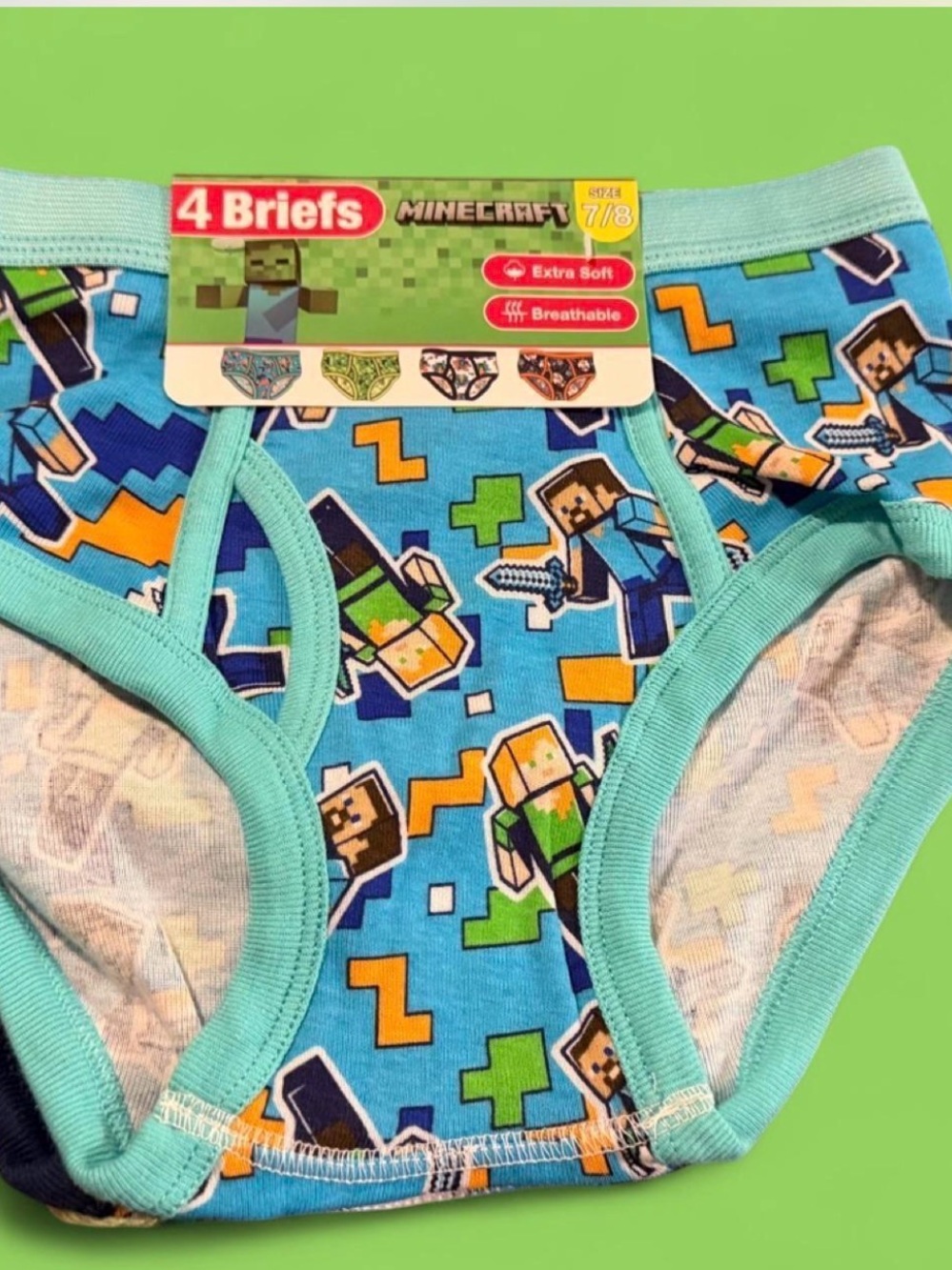 Minecraft Kids Briefs - Character Print (Size 7/8)